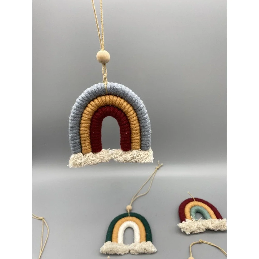 Set Of 8 Boho Macrame Rainbow Ornaments‎ Wall Hangings